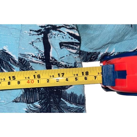Hawaiian Shirt Small Ocean Breeze Blue Palm Trees Short Sleeve Button Front - Picture 6 of 8